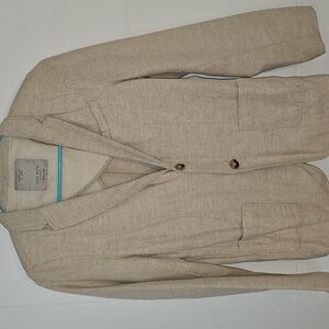 Zara Boys Collection Tan "Linen" Blazer Jacket Boys sz 11/12